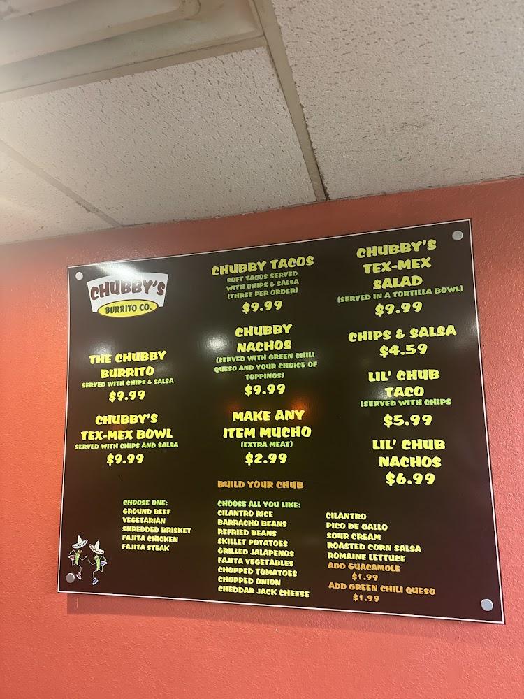 Chubby's Burrito Co Menu image 1